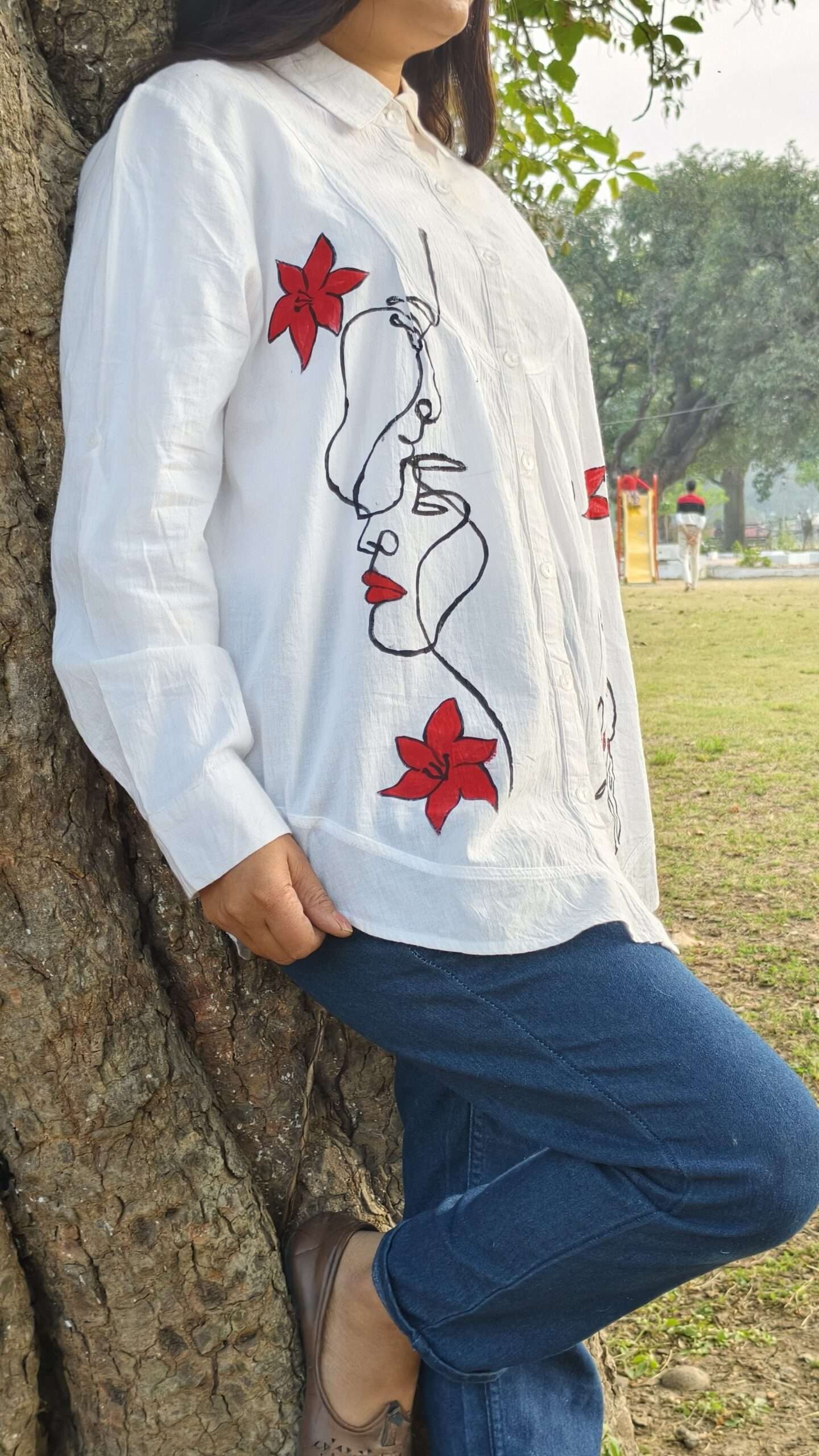Cotton hand painting shirt L size