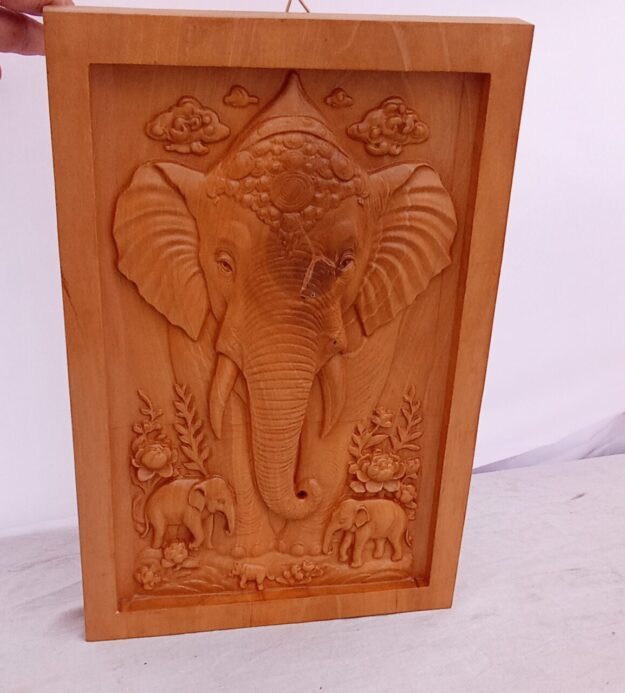 Handcrosted wooden lord ganeshay wall panel (size 10×17)
