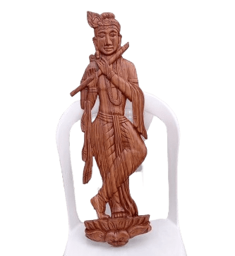 Hand-Carved Wooden Lord Krishna Statue(size 32 inch)