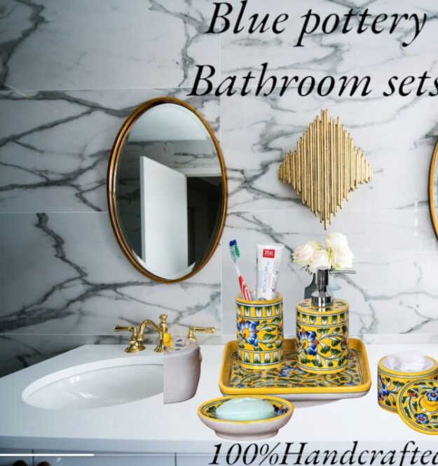 Blue Pottery Bathroom set