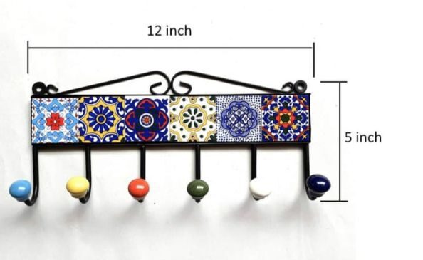 Blue Pottery Clothes Hanger (size 12"×5")
