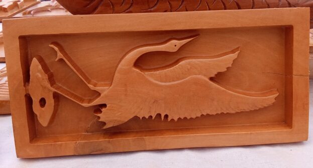 Hand-Carved Wooden Bird Wall Hanging Panel(8×3)