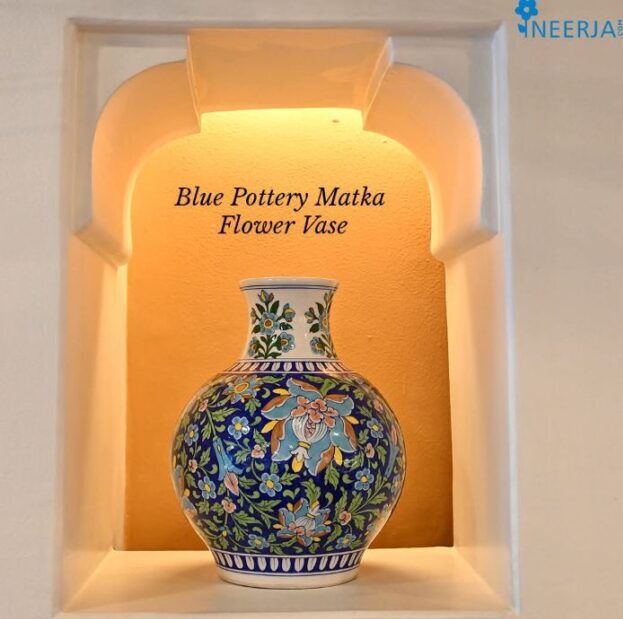 Blue Pottery Matka \ Flower Vase ( size 20")
