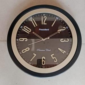 Royal Look President Wall Clock Black Color Sweep and Silent Mode with Night Glow Made in India Gifted Item Hall Office etc.(12x12)in