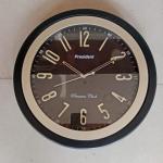 Royal Look President Wall Clock Black Color Sweep and Silent Mode with Night Glow Made in India Gifted Item Hall Office etc.(12x12)in