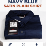 Men’s Navy Blue Satin Plain Shirt – Premium Fabric | Smooth And Shiny Finish