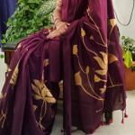 Woman's fasion Hand Painted saree pure cotton.