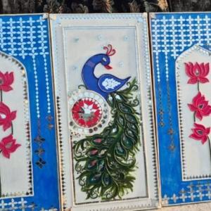 Hand made peacock lippan art penting