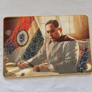 Dr.B.R. Ambedkar poster with frame baba Saheb ambedkar painting with bubble crystal Large size For Office Home Decor Gift item Wall Hanging (13x18 Inch)