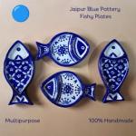 Jaipur Blue Pottery Fish-Shaped Plates (Set of 4) – Handcrafted Decorative & amp; Multipurpose