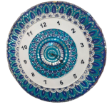 Hand painted mandala wall clock blue peacock design
