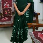 Tie and dye saree bottle green colour