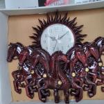 Seven Horse's Wall clock With Sun (30x18) inch