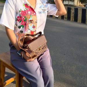 Synthetic fabric hand painting shirt
