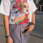 Synthetic fabric hand painting shirt