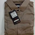 Men’s Brown Satin Plain Casual Shirt (Full Sleeve) (size L)