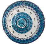 Hand painted mandala wall clock blue peacock design
